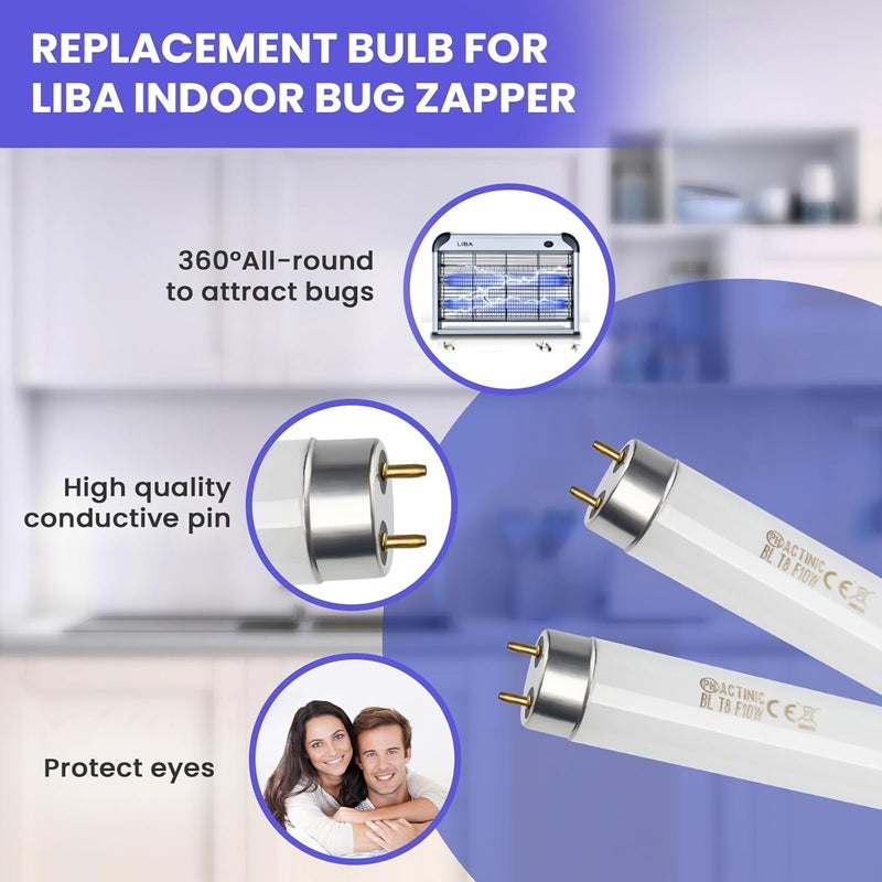 LiBa مصباح بديل لمصيدة الحشرات 10 واط لمصيدة الحشرات الإلكترونية 20 واط، لمبات UV T8 لمصيدة الحشرات الداخلية والخارجية (عبوة 2) - Image 4